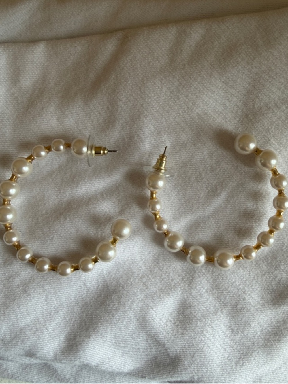 J. Crew Pearl and Gold Hoop Earrings